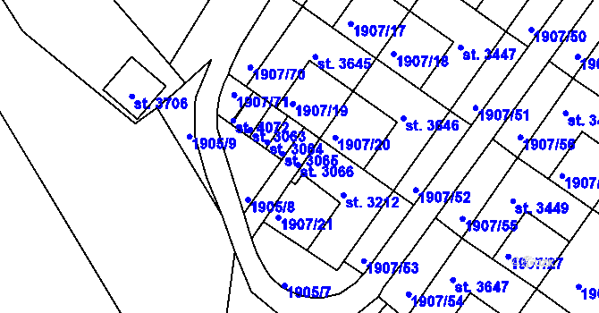 Parcela st. 3066 v KÚ Náchod, Katastrální mapa