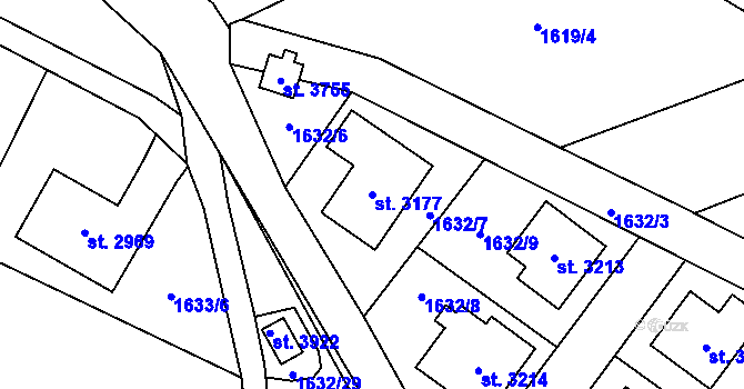 Parcela st. 3177 v KÚ Náchod, Katastrální mapa