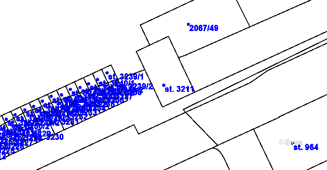 Parcela st. 3211 v KÚ Náchod, Katastrální mapa