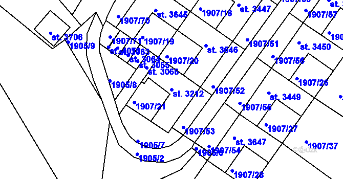Parcela st. 3212 v KÚ Náchod, Katastrální mapa