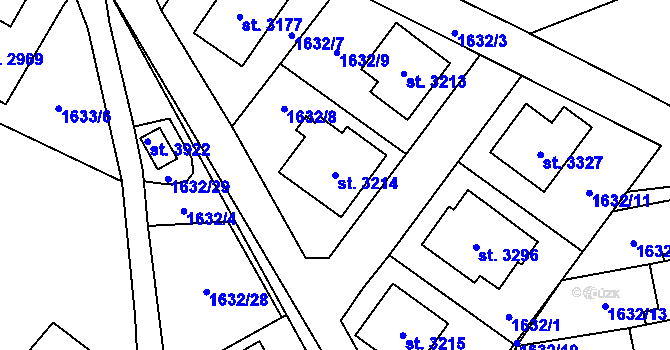 Parcela st. 3214 v KÚ Náchod, Katastrální mapa