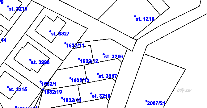 Parcela st. 3216 v KÚ Náchod, Katastrální mapa