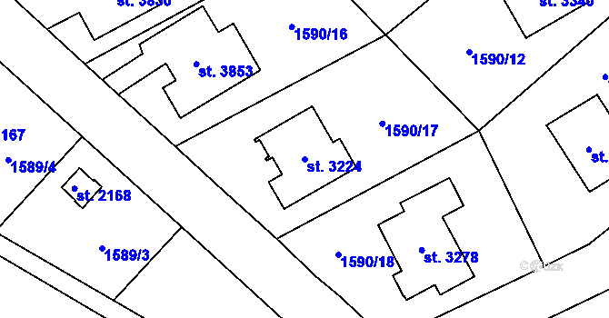 Parcela st. 3224 v KÚ Náchod, Katastrální mapa