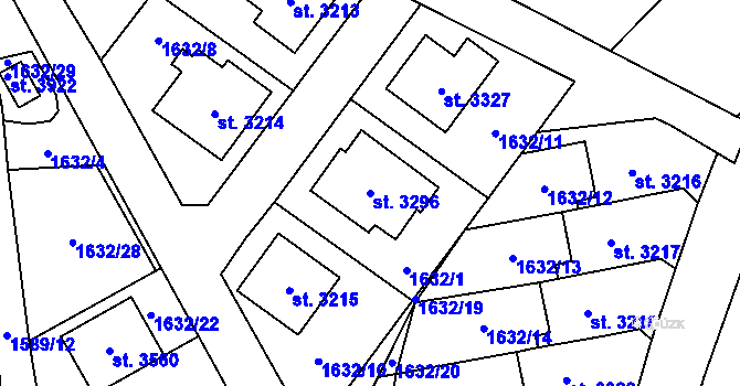 Parcela st. 3296 v KÚ Náchod, Katastrální mapa