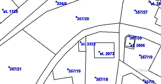 Parcela st. 3322 v KÚ Náchod, Katastrální mapa