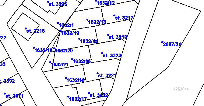 Parcela st. 3323 v KÚ Náchod, Katastrální mapa
