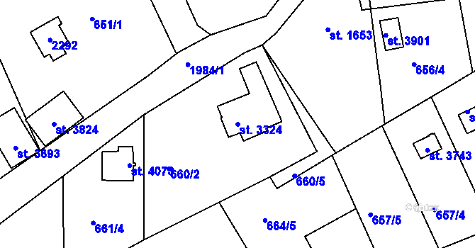 Parcela st. 3324 v KÚ Náchod, Katastrální mapa