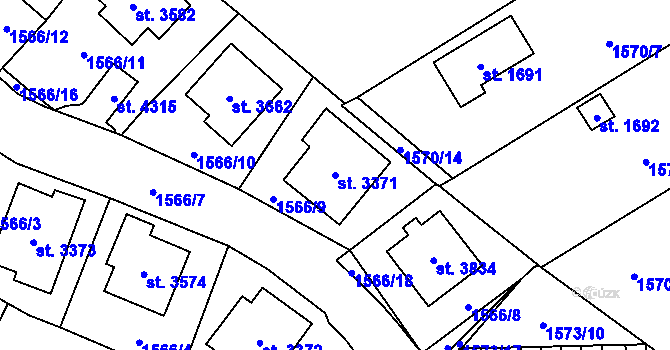 Parcela st. 3371 v KÚ Náchod, Katastrální mapa
