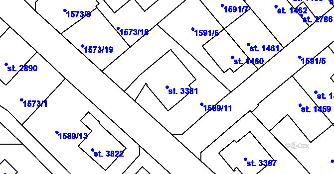 Parcela st. 3381 v KÚ Náchod, Katastrální mapa