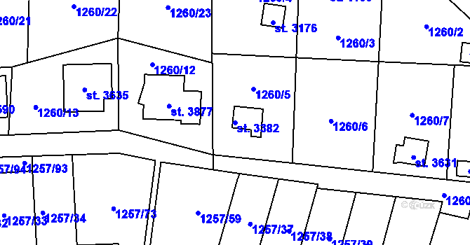 Parcela st. 3382 v KÚ Náchod, Katastrální mapa