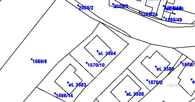 Parcela st. 3384 v KÚ Náchod, Katastrální mapa