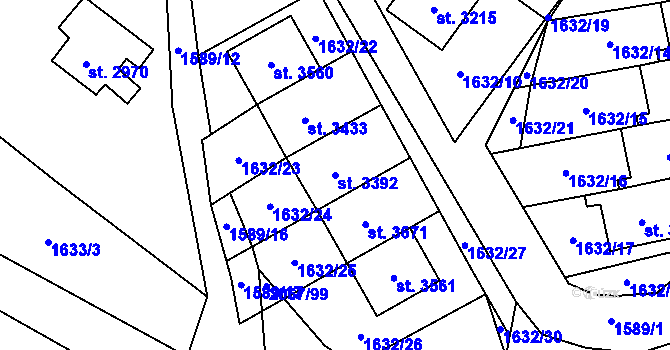 Parcela st. 3392 v KÚ Náchod, Katastrální mapa