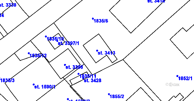 Parcela st. 3413 v KÚ Náchod, Katastrální mapa