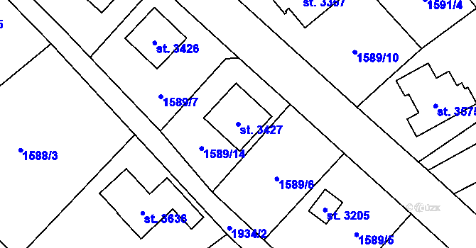 Parcela st. 3427 v KÚ Náchod, Katastrální mapa