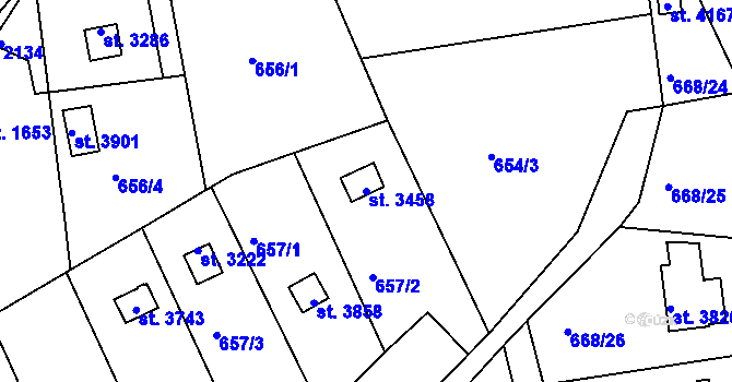 Parcela st. 3458 v KÚ Náchod, Katastrální mapa
