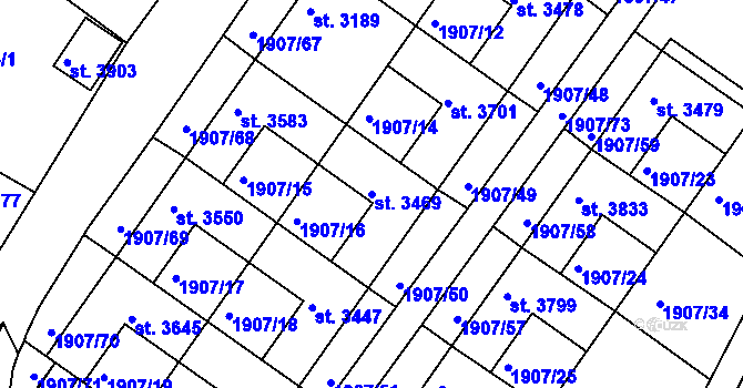 Parcela st. 3469 v KÚ Náchod, Katastrální mapa