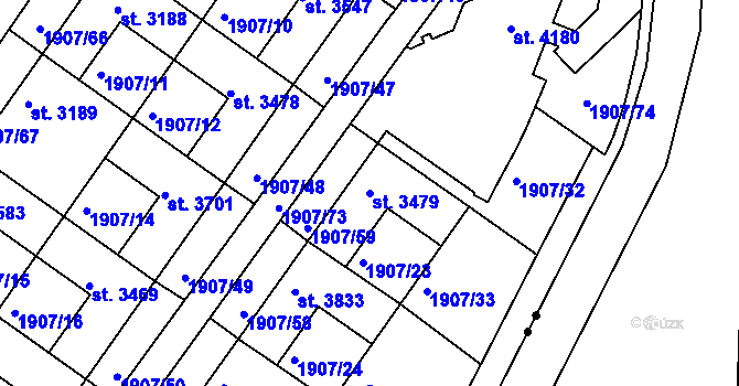 Parcela st. 3479 v KÚ Náchod, Katastrální mapa