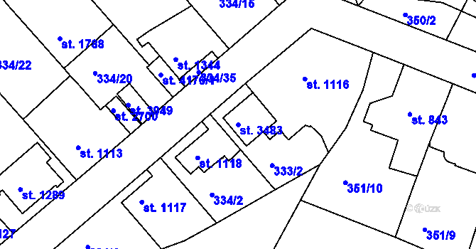 Parcela st. 3483 v KÚ Náchod, Katastrální mapa