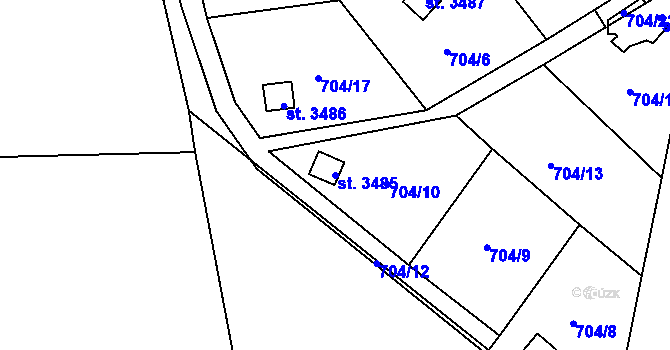 Parcela st. 3485 v KÚ Náchod, Katastrální mapa