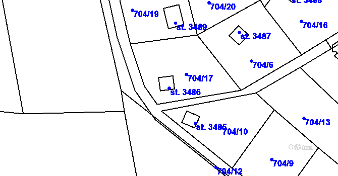 Parcela st. 3486 v KÚ Náchod, Katastrální mapa