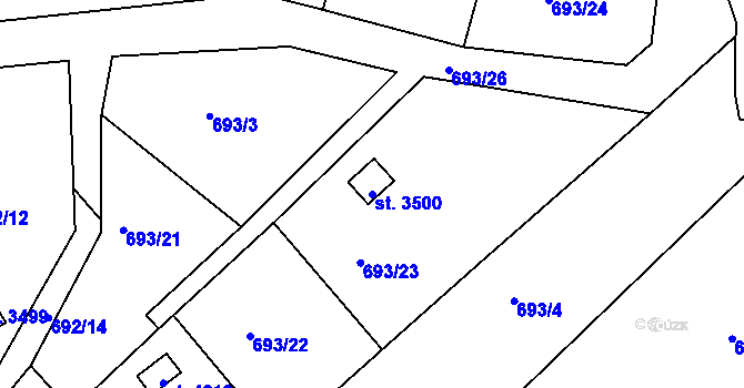 Parcela st. 3500 v KÚ Náchod, Katastrální mapa