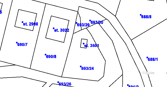 Parcela st. 3501 v KÚ Náchod, Katastrální mapa