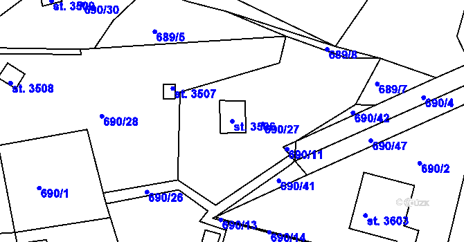 Parcela st. 3506 v KÚ Náchod, Katastrální mapa