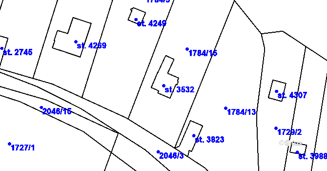 Parcela st. 3532 v KÚ Náchod, Katastrální mapa