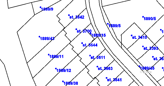 Parcela st. 3544 v KÚ Náchod, Katastrální mapa