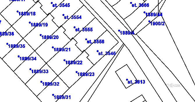Parcela st. 3546 v KÚ Náchod, Katastrální mapa