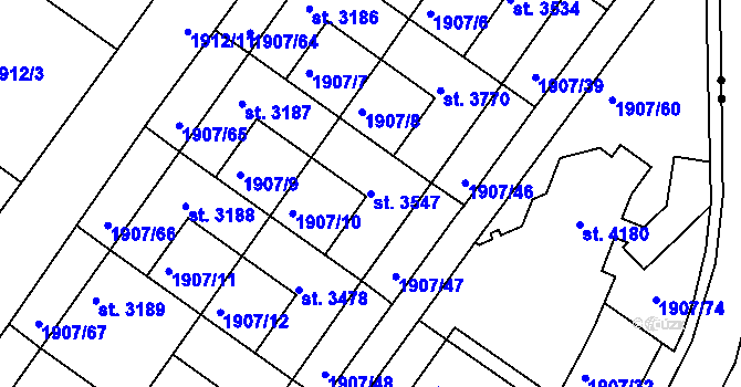 Parcela st. 3547 v KÚ Náchod, Katastrální mapa