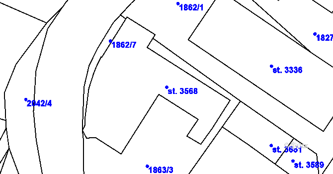 Parcela st. 3568 v KÚ Náchod, Katastrální mapa