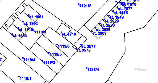 Parcela st. 3577 v KÚ Náchod, Katastrální mapa