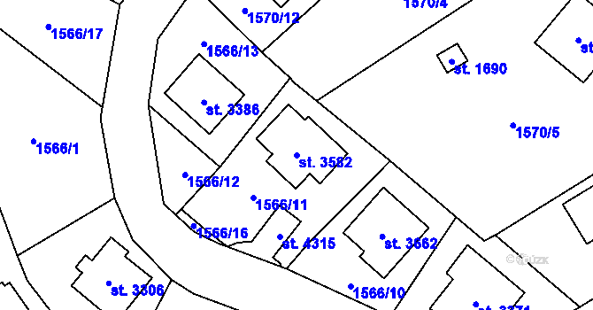 Parcela st. 3582 v KÚ Náchod, Katastrální mapa