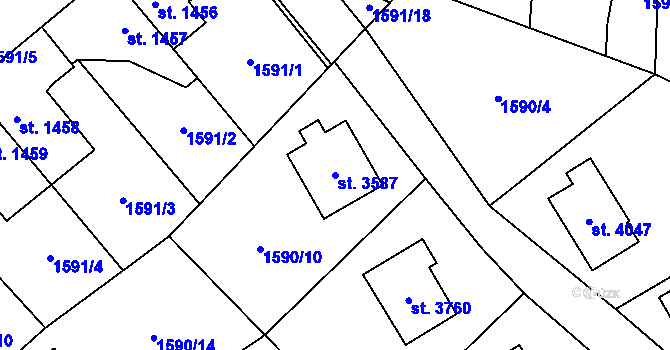 Parcela st. 3587 v KÚ Náchod, Katastrální mapa