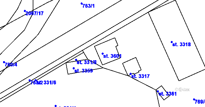 Parcela st. 3601 v KÚ Náchod, Katastrální mapa