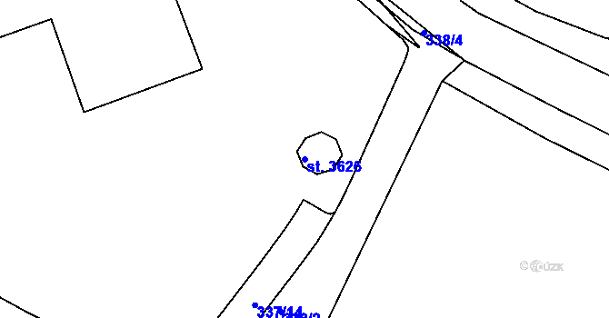 Parcela st. 3626 v KÚ Náchod, Katastrální mapa