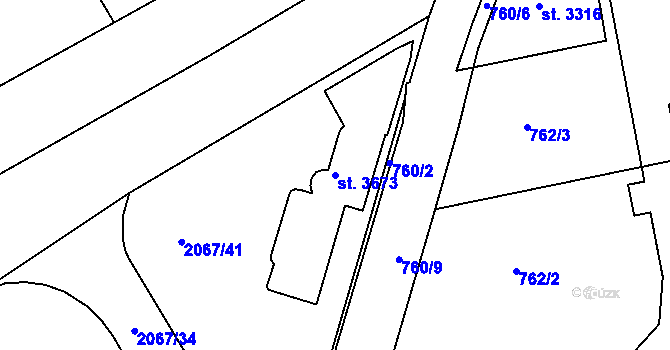 Parcela st. 3673 v KÚ Náchod, Katastrální mapa