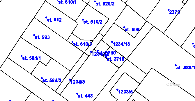 Parcela st. 3710 v KÚ Náchod, Katastrální mapa