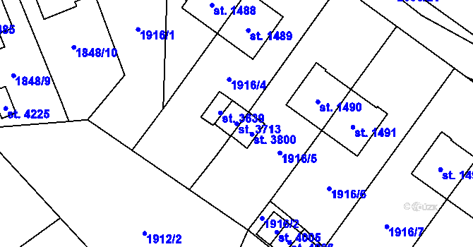 Parcela st. 3713 v KÚ Náchod, Katastrální mapa