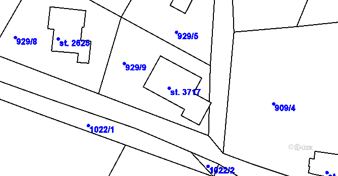 Parcela st. 3717 v KÚ Náchod, Katastrální mapa