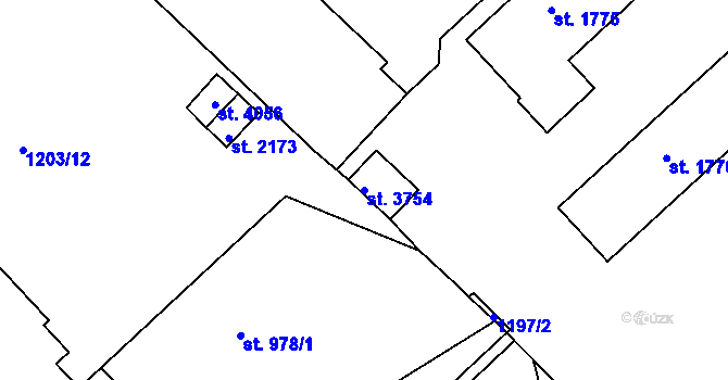Parcela st. 3754 v KÚ Náchod, Katastrální mapa