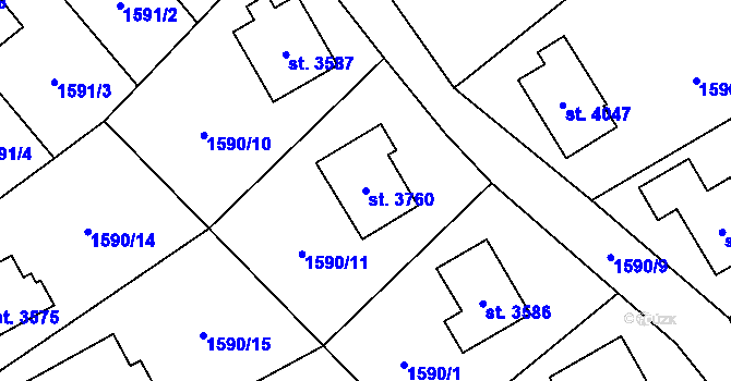 Parcela st. 3760 v KÚ Náchod, Katastrální mapa