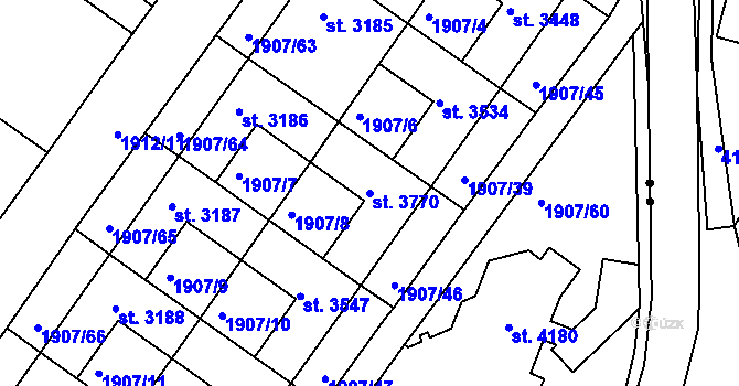 Parcela st. 3770 v KÚ Náchod, Katastrální mapa