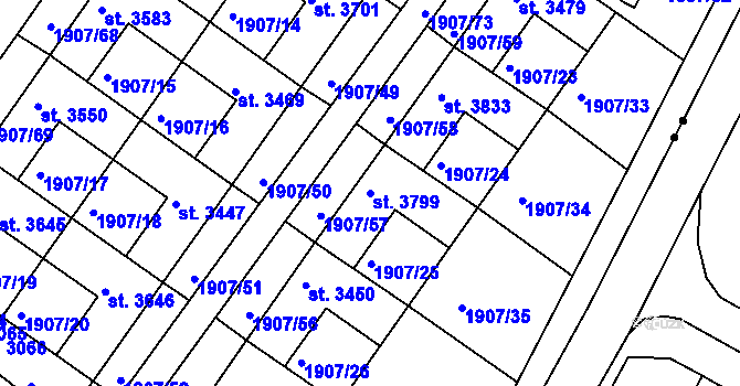 Parcela st. 3799 v KÚ Náchod, Katastrální mapa