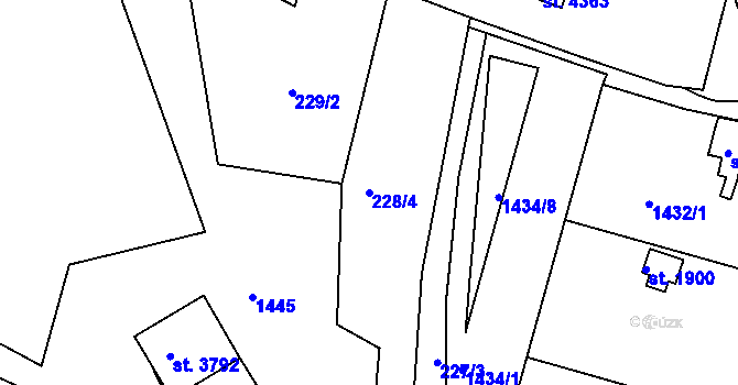 Parcela st. 228/4 v KÚ Náchod, Katastrální mapa