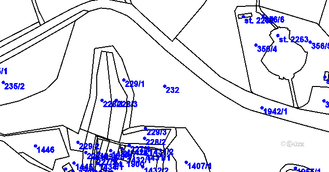 Parcela st. 232 v KÚ Náchod, Katastrální mapa