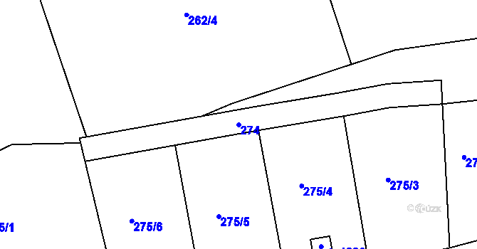 Parcela st. 274 v KÚ Náchod, Katastrální mapa