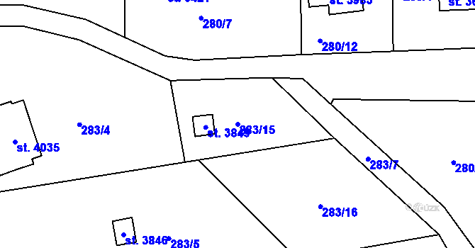 Parcela st. 283/15 v KÚ Náchod, Katastrální mapa