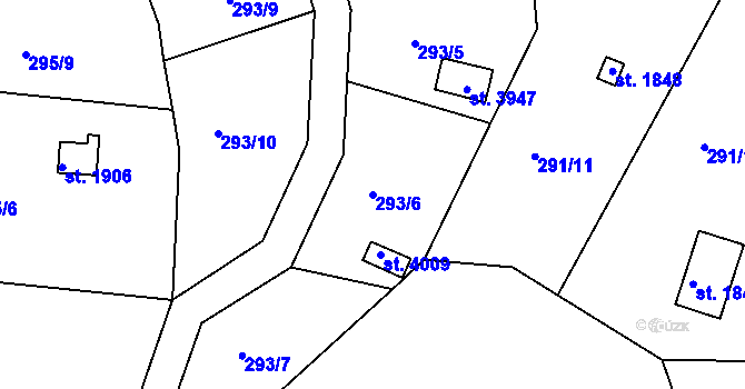 Parcela st. 293/6 v KÚ Náchod, Katastrální mapa